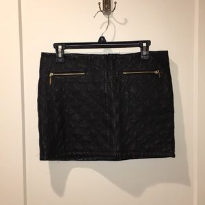 Zara black faux leather quilted skirt